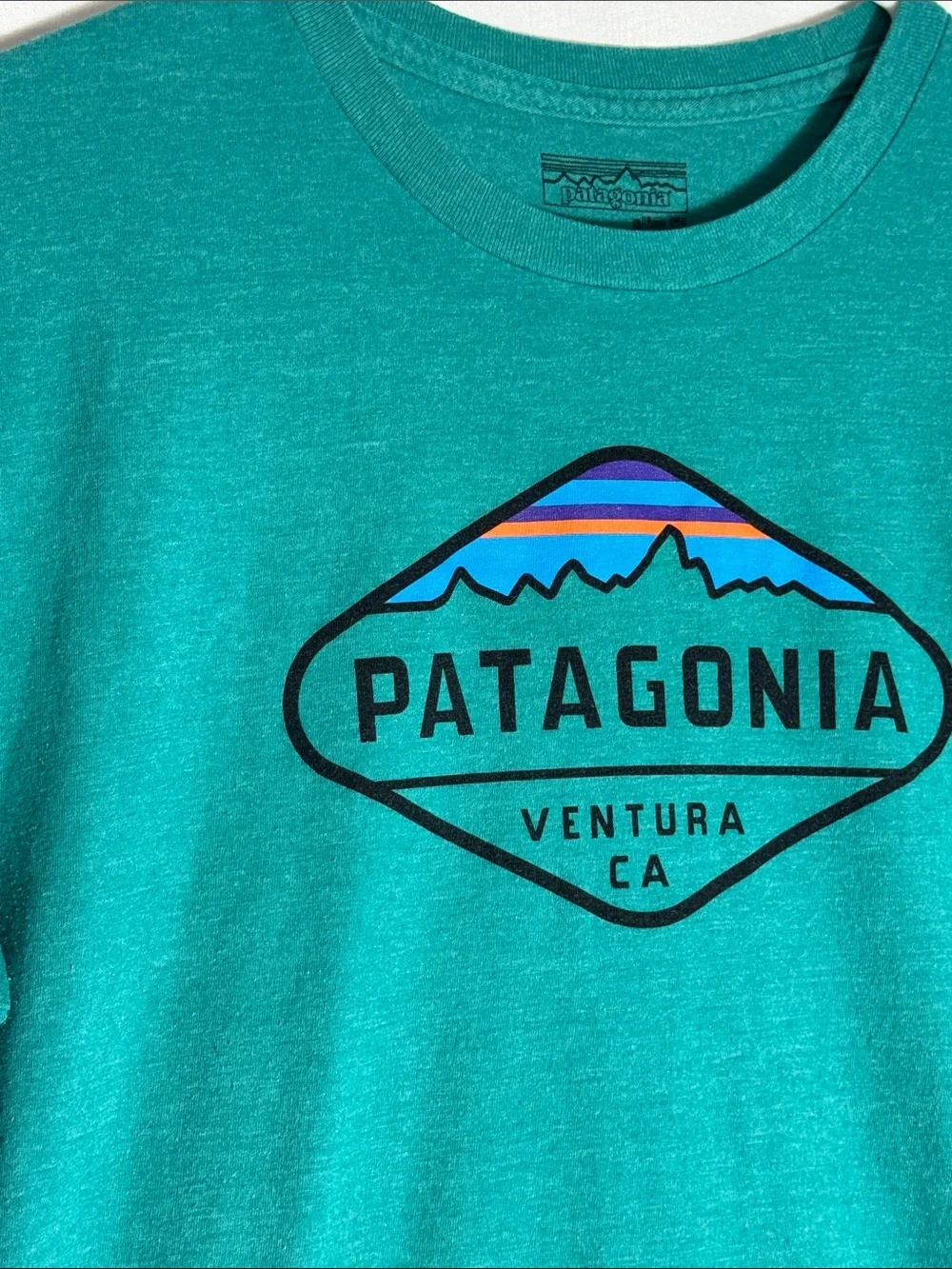 Patagonia Men's Medium Slim Fit Ventura CA Graphic T-Shirt Teal M